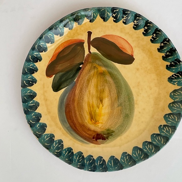 Set of 4 Italian OOAK Hand Painted Dinnerware 8.75” Clay Plates - Picture 3 of 12